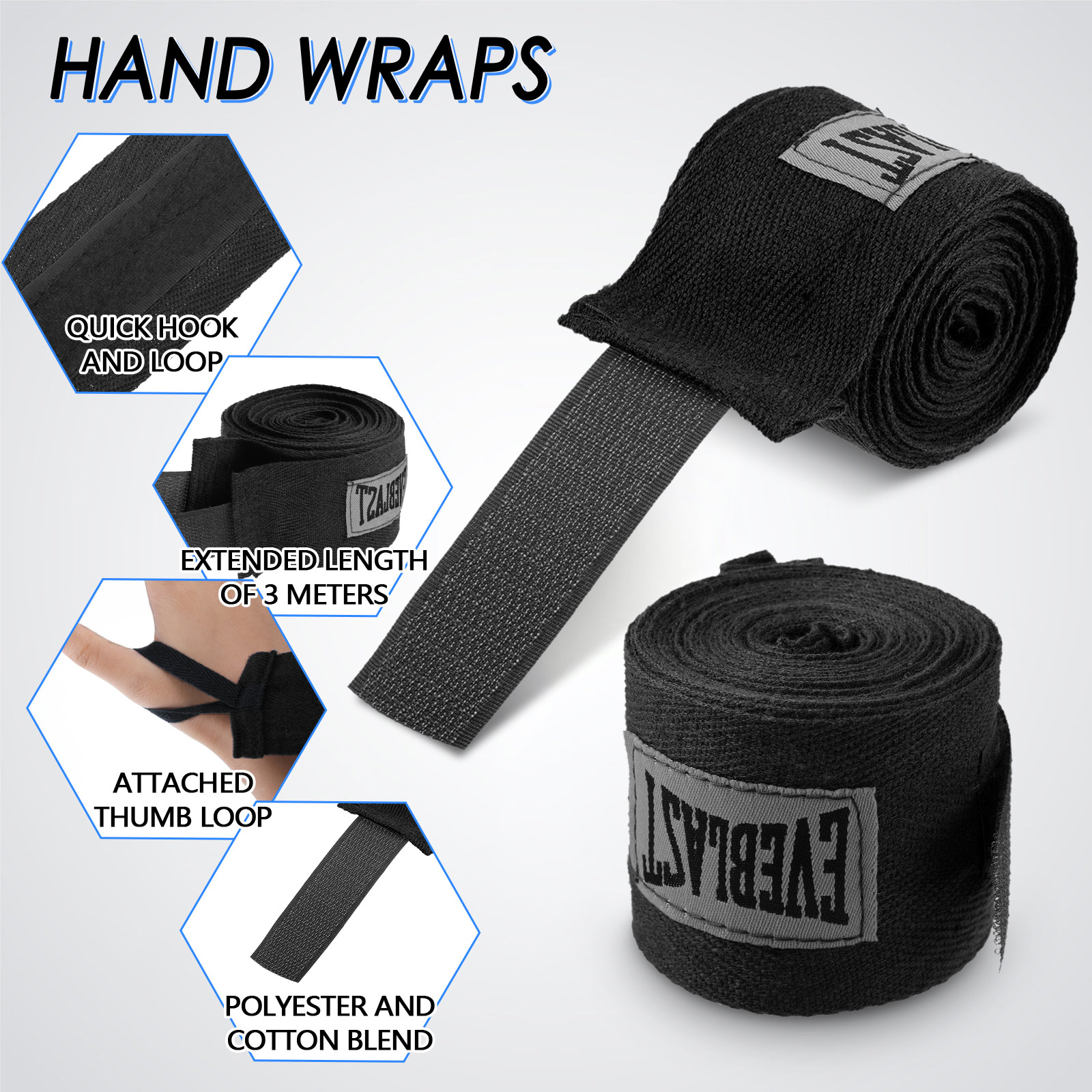 Wrist Wraps Fitness - コットンボクシング包帯 ソフト&弾性ハンドラップ サンダ、ムエタイ、空手用 - 拳の手首を保護し、フィットネスを向上させます