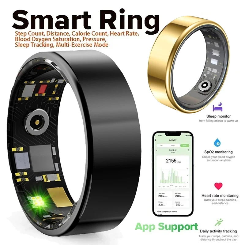 Wrist Wraps Fitness - Xiaomi-男性と女性のためのスマートミリタリーリング,ヘルスモニタリング,チタンスチールシェル,防水,マルチスポーツモード,IP68, 3気圧