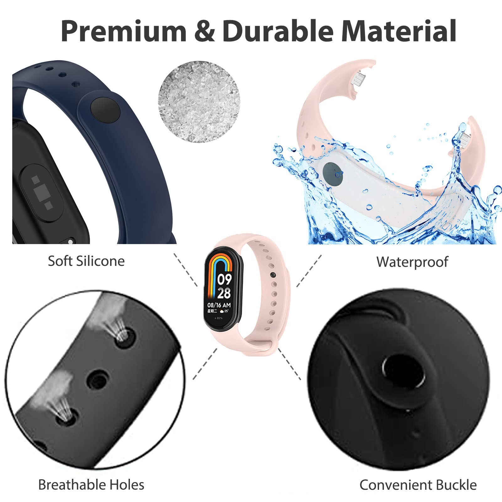 Xiaomi Mi Band 8用のスペアシリコンブレスレッ - Wrist Wraps Fitness のレビューと価格
