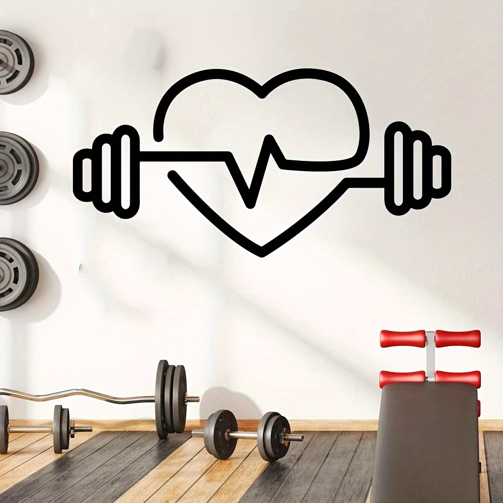 大きなハート型バーベルウォールデカール - ジム、ボディビル - Yoga Fitness Health のレビューと価格
