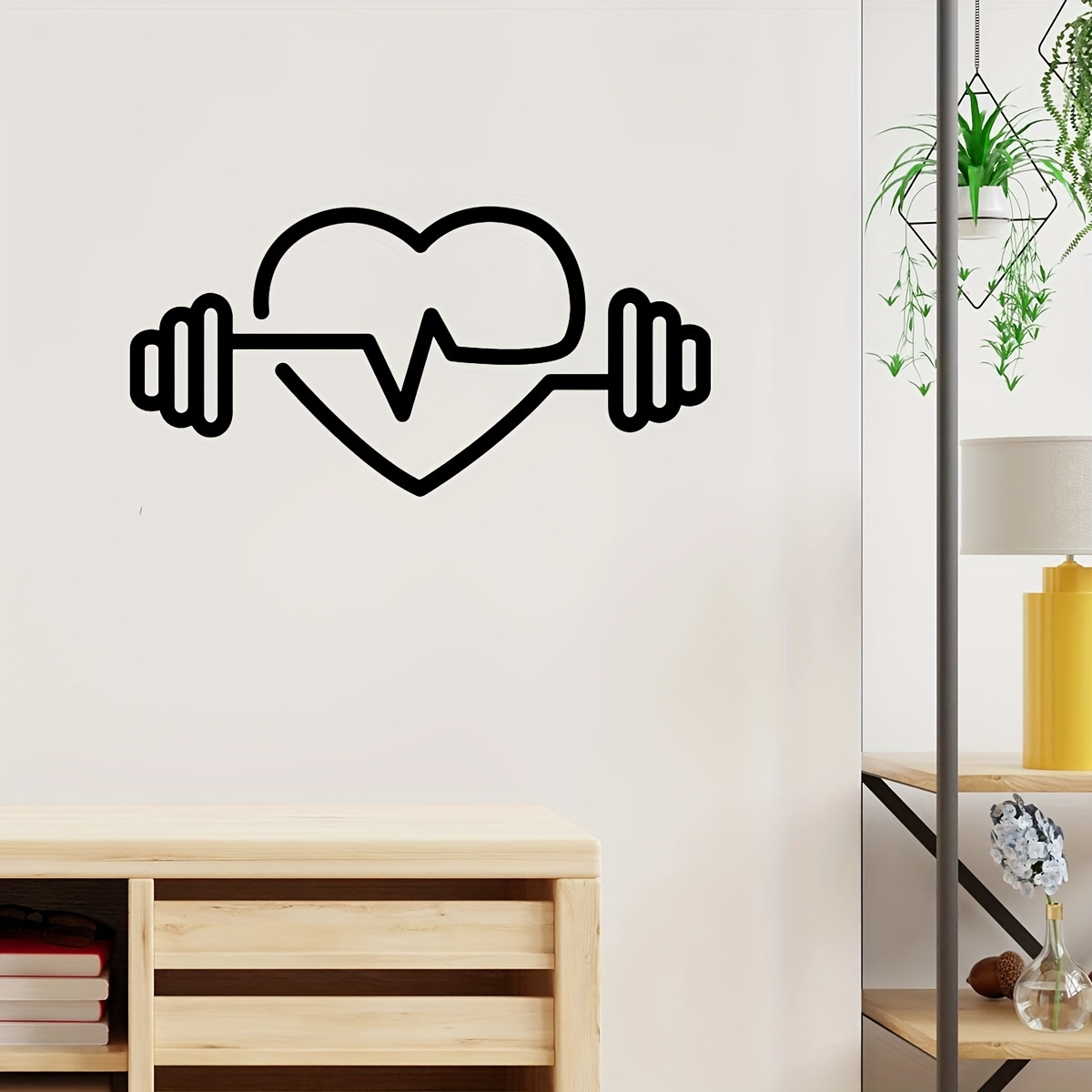 大きなハート型バーベルウォールデカール - ジム、ボディビル - Yoga Fitness Health のレビューと価格