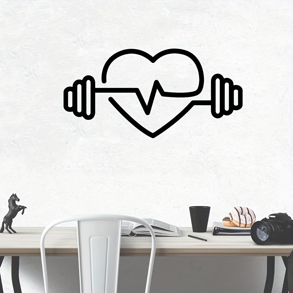 大きなハート型バーベルウォールデカール - ジム、ボディビル - Yoga Fitness Health のレビューと価格